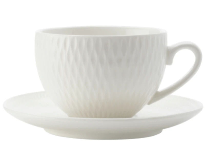 Maxwell & Williams White Basics Diamonds Demi Cup & Saucer 90ML 2 Maxwell & Williams White Basics Diamonds Demi Cup & Saucer 90ML - Image 2