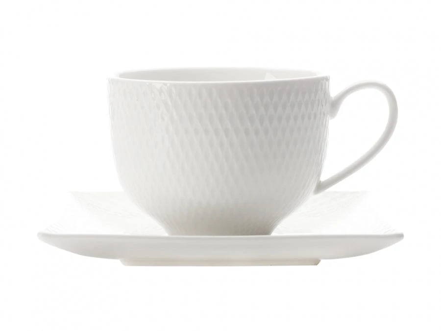 Maxwell & Williams White Basics Diamonds Square Cup & Saucer 220MLJX260482 3 Maxwell & Williams White Basics Diamonds Square Cup & Saucer 220MLJX260482 - Image 3