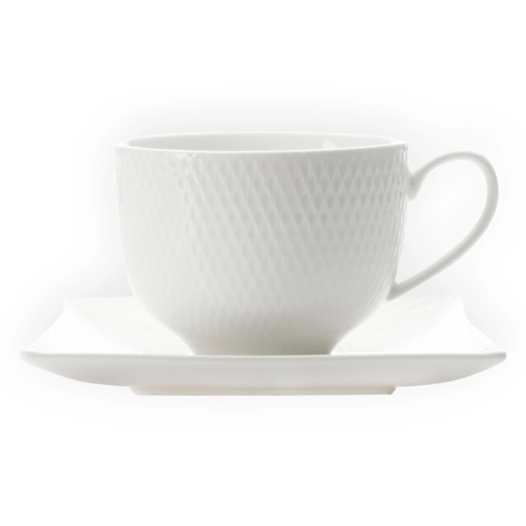 Maxwell & Williams White Basics Diamonds Square Cup & Saucer 220MLJX260482 1 Maxwell & Williams White Basics Diamonds Square Cup & Saucer 220MLJX260482