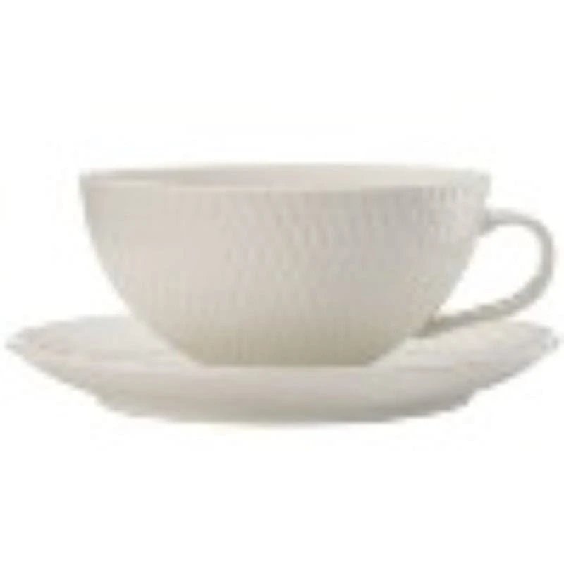 Maxwell & Williams White Basics Diamonds Tea Cup & Saucer Low 250ML 1 Maxwell & Williams White Basics Diamonds Tea Cup & Saucer Low 250ML