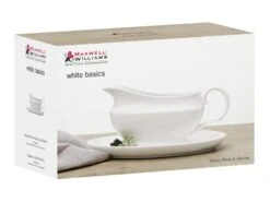 Maxwell & Williams White Basics Gravy Boat & Saucer 550ml P0424 -Maxwell & Williams maxwell williams divided maxwell williams white basics gravy boat saucer 550ml p0424 31384429002841