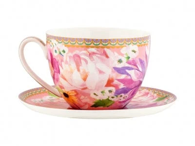 Maxwell & Williams Dahlia Daze Breakfast Cup & Saucer 400ML Pink 400ml HV0356 2 Maxwell & Williams Dahlia Daze Breakfast Cup & Saucer 400ML Pink 400ml HV0356 - Image 2